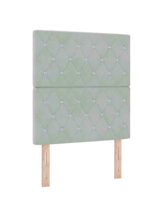 Led box spring gulta ar matraci gaiši pelēka 80 x 200 cm samts