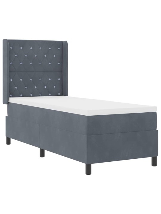 Led box spring gulta ar matraci tumši pelēka 80 x 200 cm samts