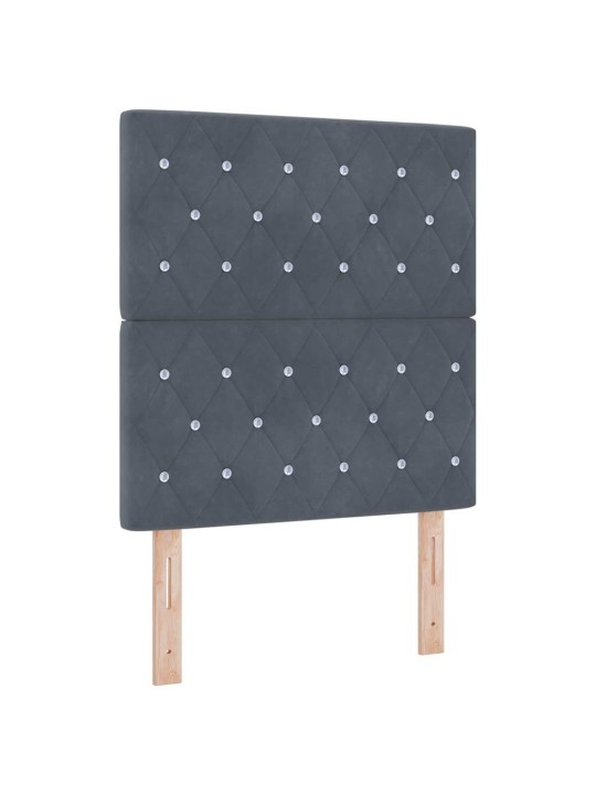 Led box spring gulta ar matraci tumši pelēka 80 x 200 cm samts