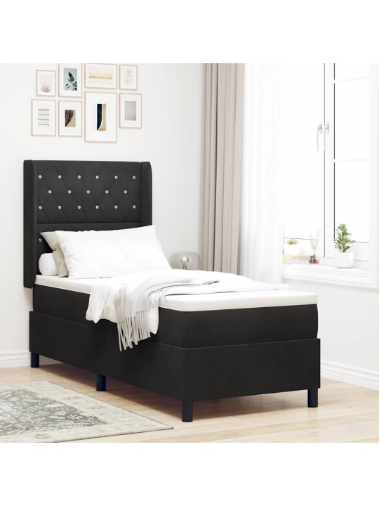 Led box spring gulta ar matraci argyle melna 80 x 200 cm samts