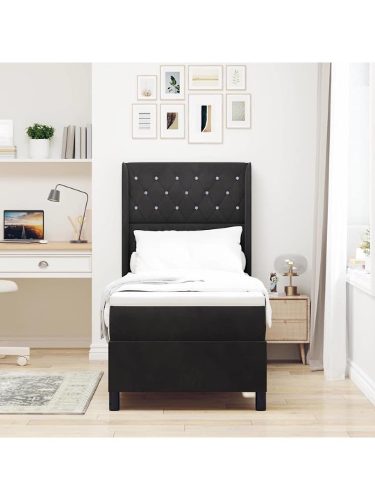 Led box spring gulta ar matraci argyle melna 80 x 200 cm samts