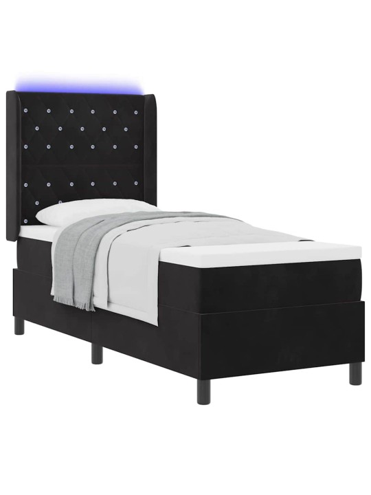 Led box spring gulta ar matraci argyle melna 80 x 200 cm samts
