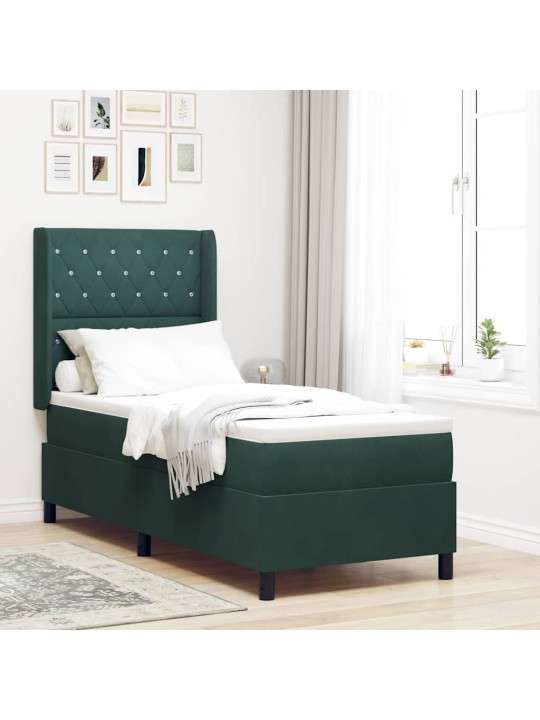 Led box spring gulta ar matraci tumši zaļš 80 x 200 cm samts