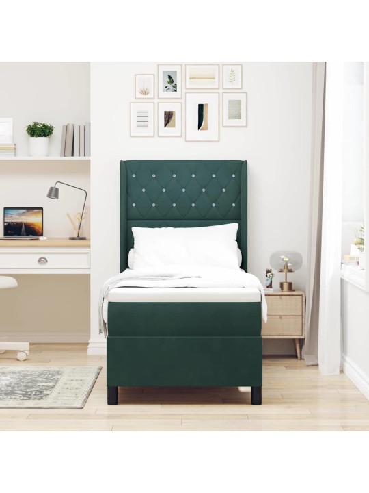 Led box spring gulta ar matraci tumši zaļš 80 x 200 cm samts