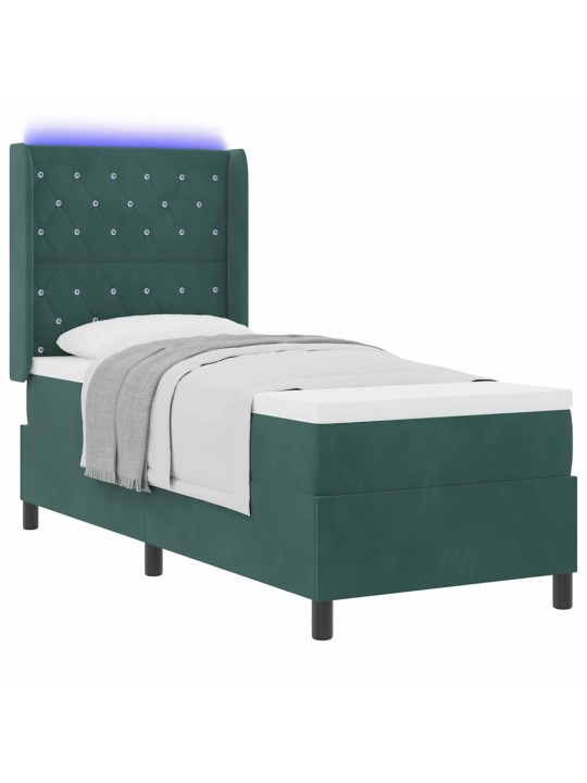 Led box spring gulta ar matraci tumši zaļš 80 x 200 cm samts