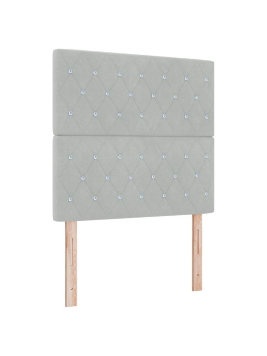 Led box spring gulta ar matraci gaiši pelēka 90 x 190 cm samts