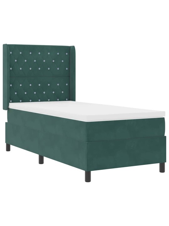 Led box spring gulta ar matraci tumši zaļa 90 x 190 cm samts