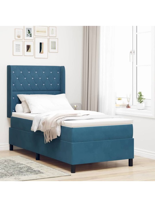 Led box spring gulta ar matraci argyle zila 90 x 190 cm samts