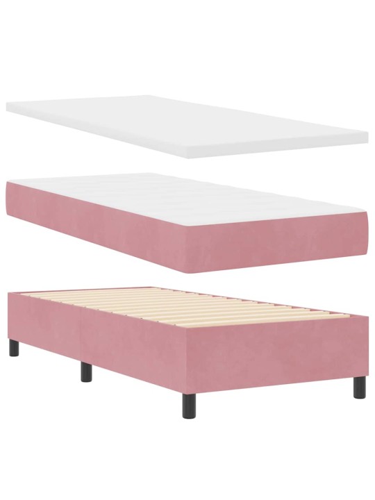 Led box spring gulta ar matraci argyle rozā 90 x 190 cm samts