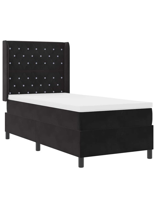 Led box spring gulta ar matraci argyle melna 90 x 200 cm samts