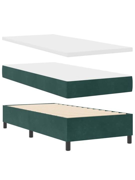 Led box spring gulta ar matraci tumši zaļa 90 x 200 cm samts