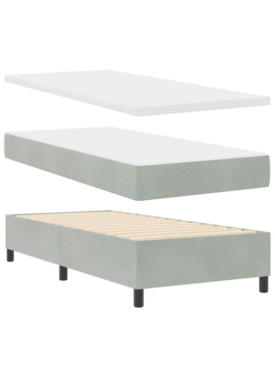 Led box spring gulta ar matraci gaiši pelēka 100 x 200 cm samts