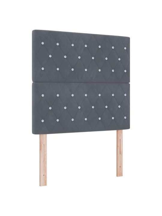 Led box spring gulta ar matraci tumši pelēka 100 x 200 cm samts