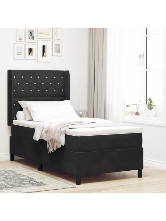 Led box spring gulta ar matraci argyle melna 100 x 200 cm samts