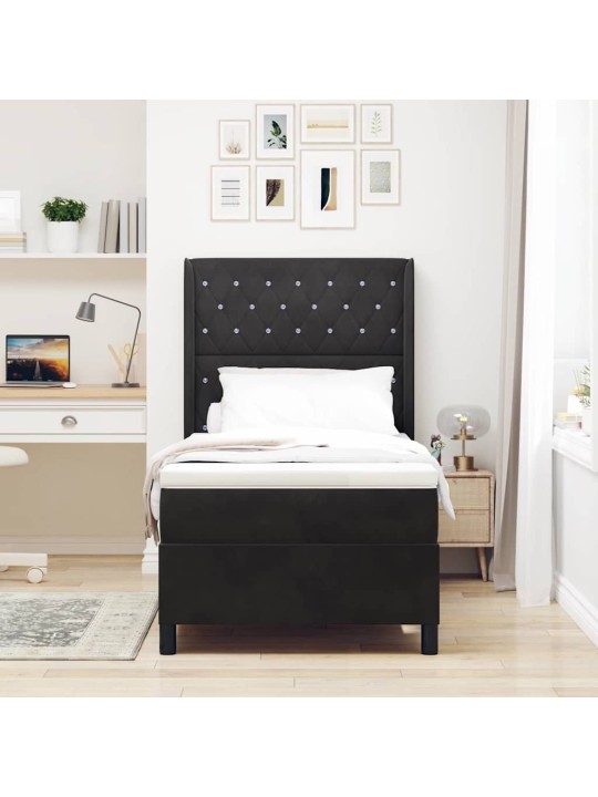Led box spring gulta ar matraci argyle melna 100 x 200 cm samts