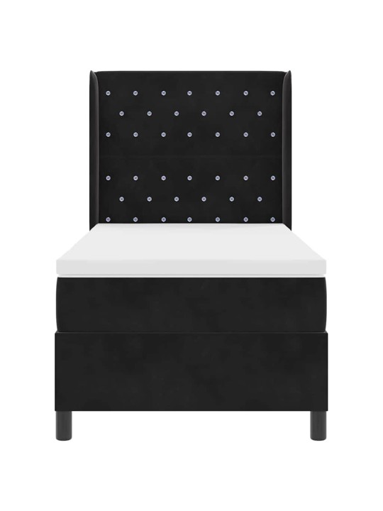 Led box spring gulta ar matraci argyle melna 100 x 200 cm samts
