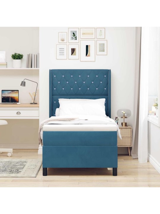 Led box spring gulta ar matraci argyle zila 100 x 200 cm samts