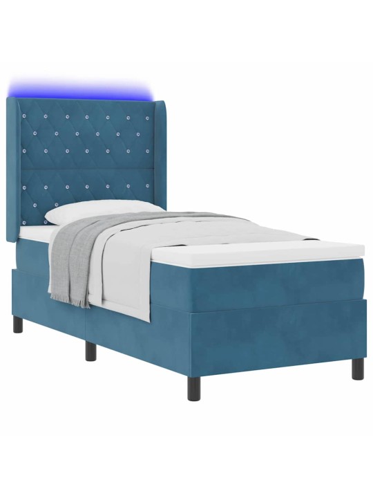 Led box spring gulta ar matraci argyle zila 100 x 200 cm samts