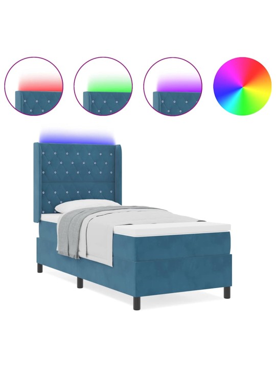 Led box spring gulta ar matraci argyle zila 100 x 200 cm samts