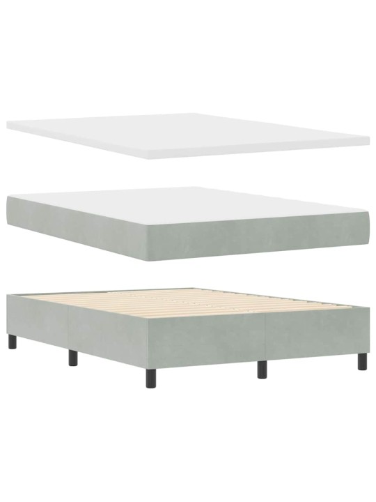 Led box spring gulta ar matraci gaiši pelēka 140 x 190 cm samts