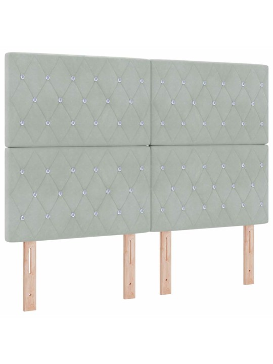 Led box spring gulta ar matraci gaiši pelēka 140 x 190 cm samts