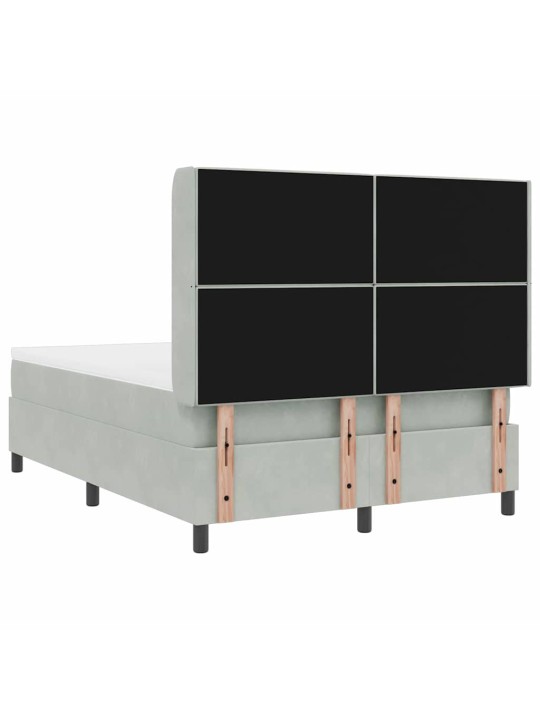 Led box spring gulta ar matraci gaiši pelēka 140 x 190 cm samts