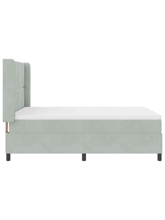 Led box spring gulta ar matraci gaiši pelēka 140 x 190 cm samts