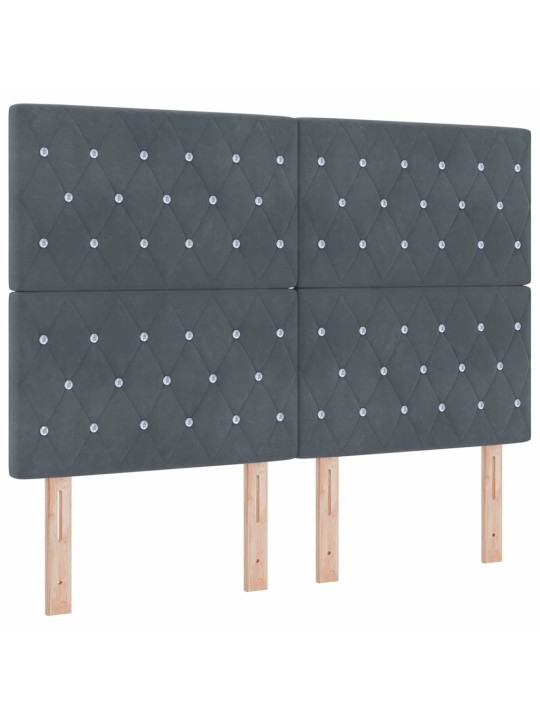 Led box spring gulta ar matraci tumši pelēka 140 x 190 cm samts