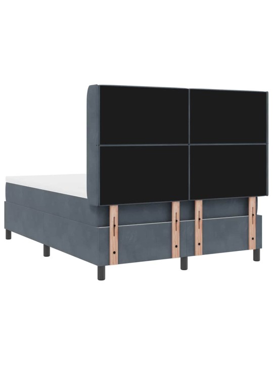 Led box spring gulta ar matraci tumši pelēka 140 x 190 cm samts