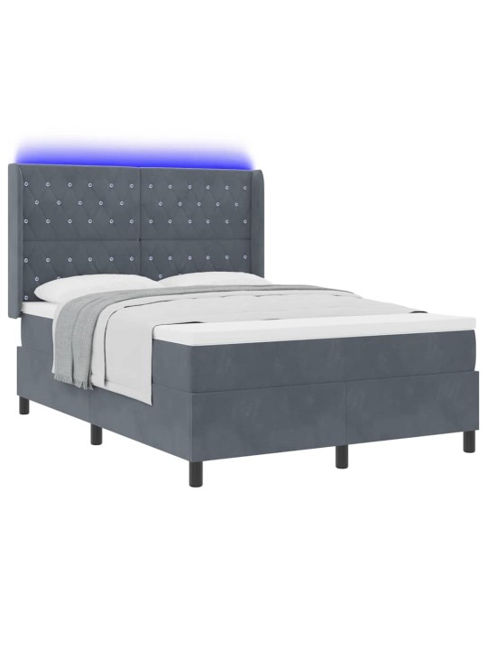 Led box spring gulta ar matraci tumši pelēka 140 x 190 cm samts
