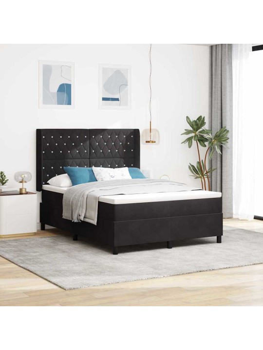 Led box spring gulta ar matraci argyle melna 140 x 190 cm samts