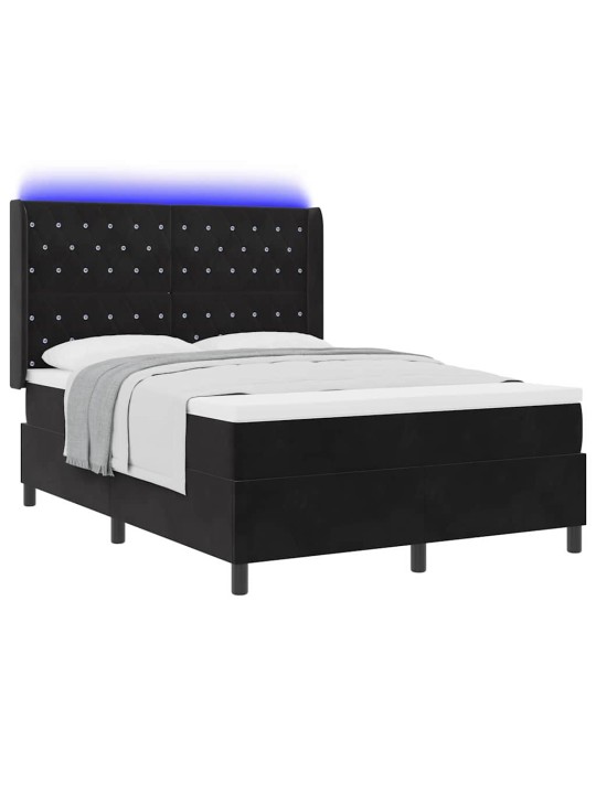 Led box spring gulta ar matraci argyle melna 140 x 190 cm samts