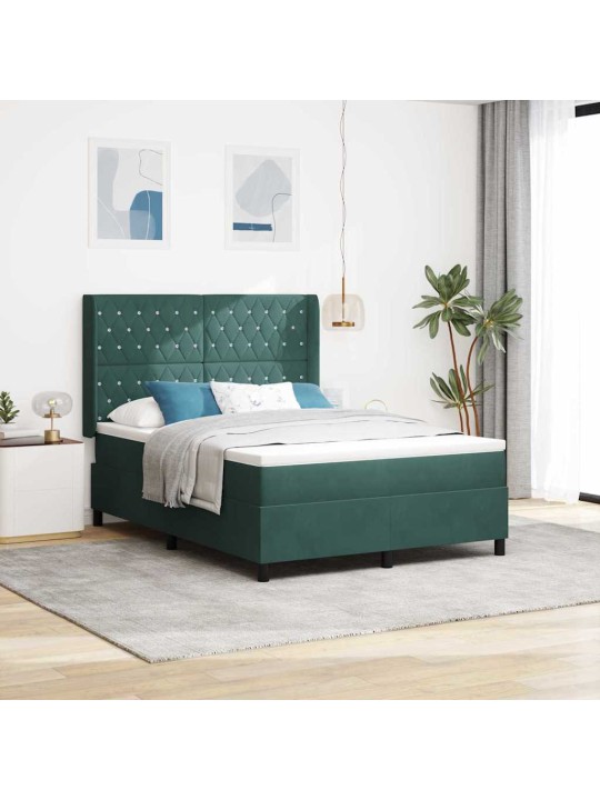 Led box spring gulta ar matraci argyle zaļa 140 x 190 cm samts