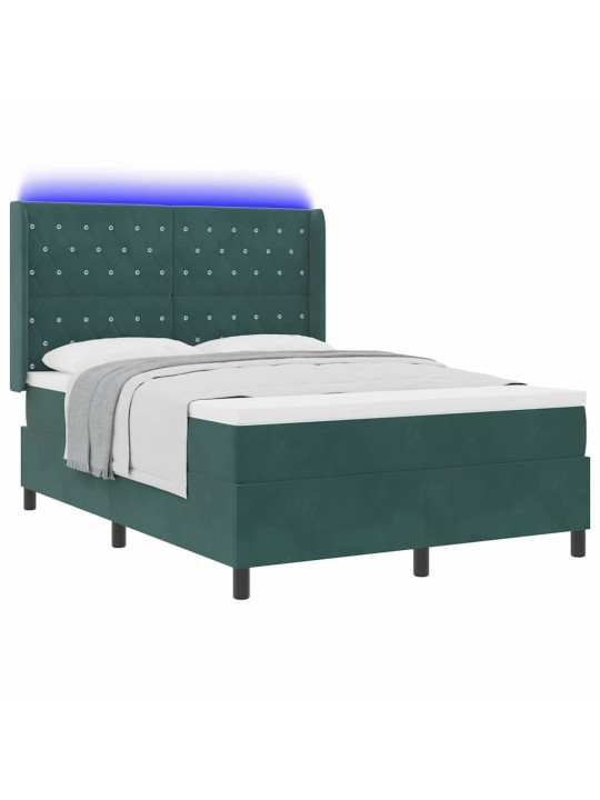 Led box spring gulta ar matraci argyle zaļa 140 x 190 cm samts