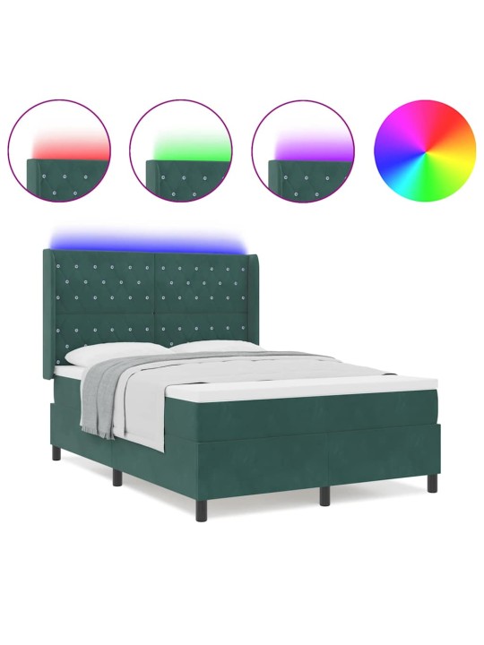 Led box spring gulta ar matraci argyle zaļa 140 x 190 cm samts