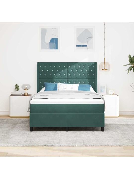 Led box spring gulta ar matraci tumši zaļa 140 x 200 cm samts