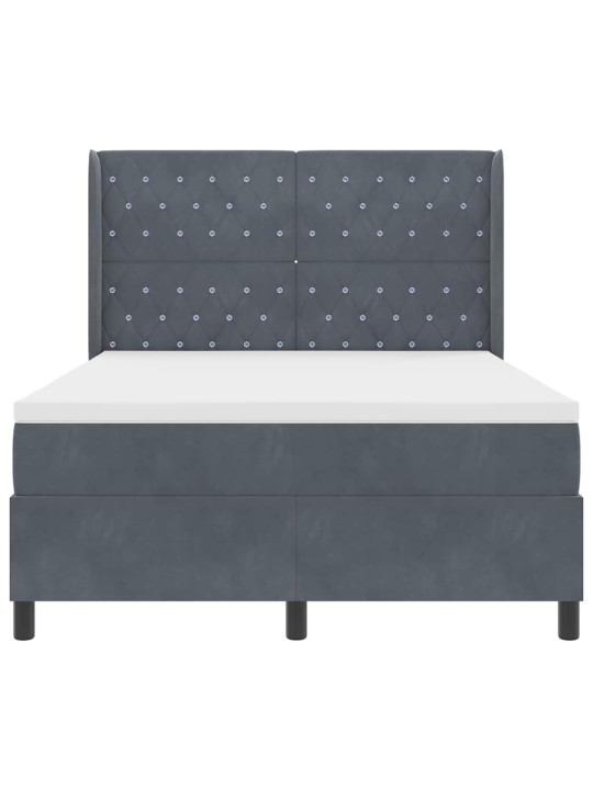 Led box spring gulta ar matraci tumši pelēka 160 x 200 cm samts