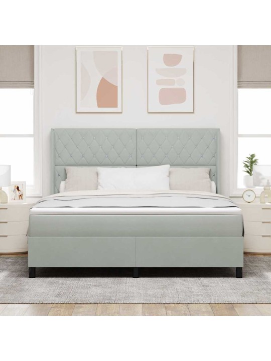 Led box spring gulta ar matraci gaiši pelēks 180 x 200 cm samts