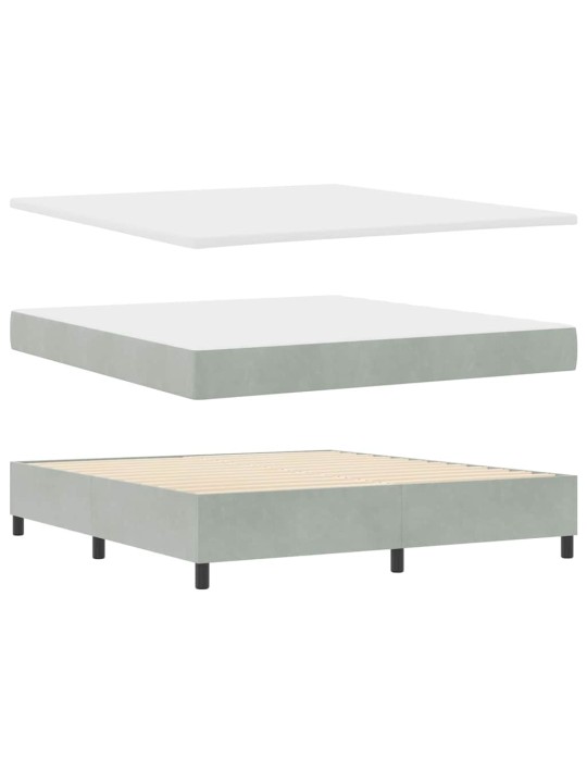 Led box spring gulta ar matraci gaiši pelēks 180 x 200 cm samts