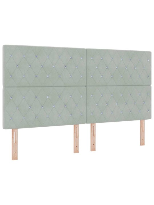 Led box spring gulta ar matraci gaiši pelēks 180 x 200 cm samts