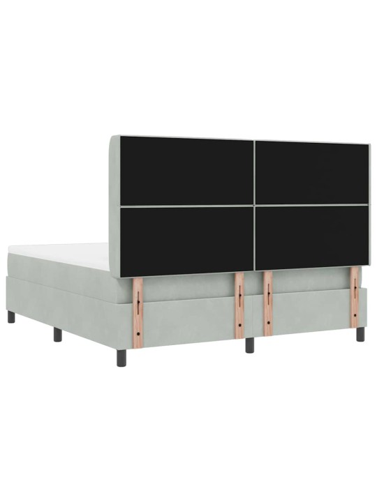 Led box spring gulta ar matraci gaiši pelēks 180 x 200 cm samts