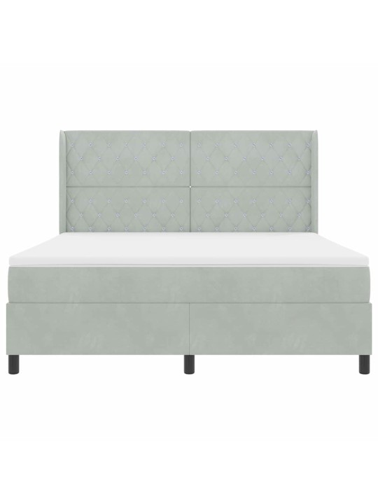 Led box spring gulta ar matraci gaiši pelēks 180 x 200 cm samts