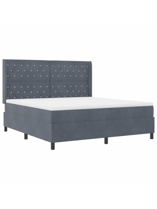 Led box spring gulta ar matraci tumši pelēka 180 x 200 cm samts