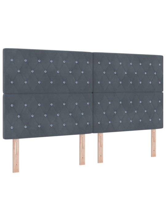 Led box spring gulta ar matraci tumši pelēka 180 x 200 cm samts