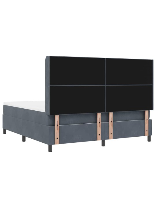Led box spring gulta ar matraci tumši pelēka 180 x 200 cm samts