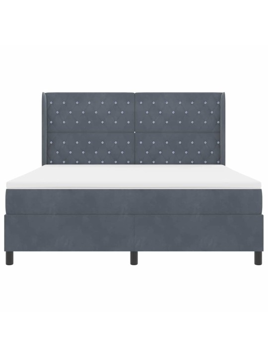 Led box spring gulta ar matraci tumši pelēka 180 x 200 cm samts