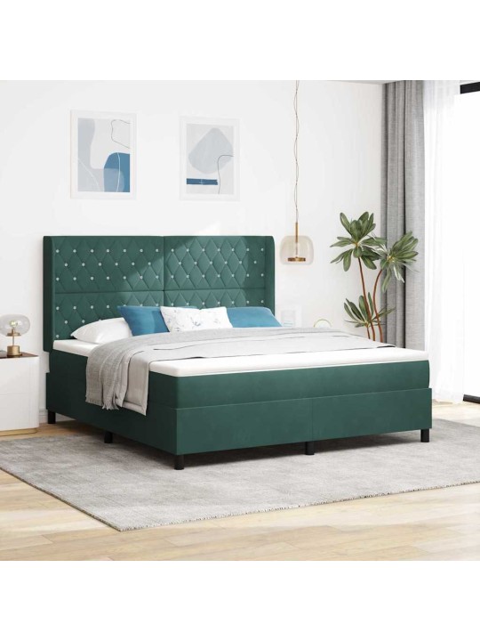 Led box spring gulta ar matraci tumši zaļš 180 x 200 cm samts