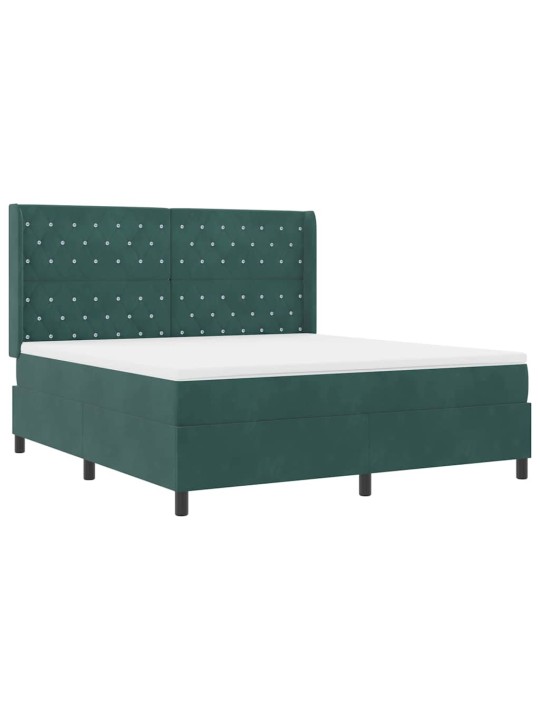 Led box spring gulta ar matraci tumši zaļš 180 x 200 cm samts