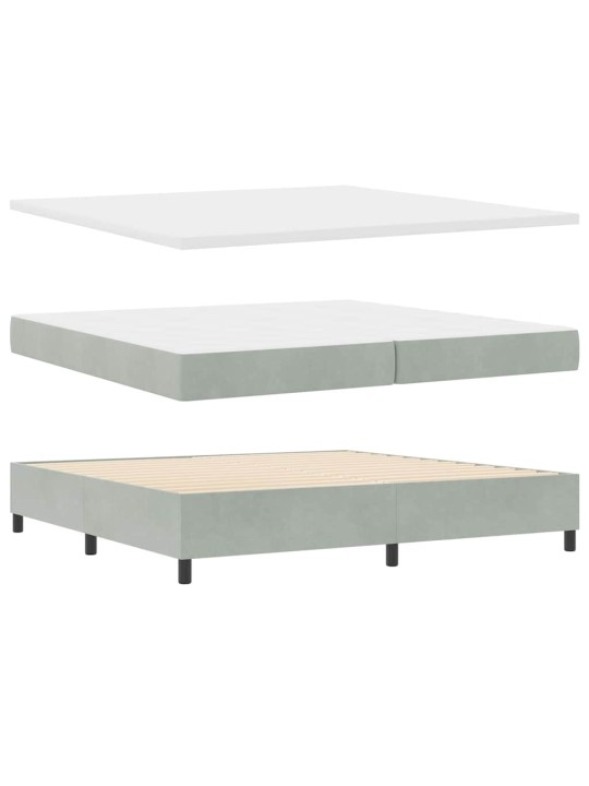 Led box spring gulta ar matraci gaiši pelēka 200 x 200 cm samts