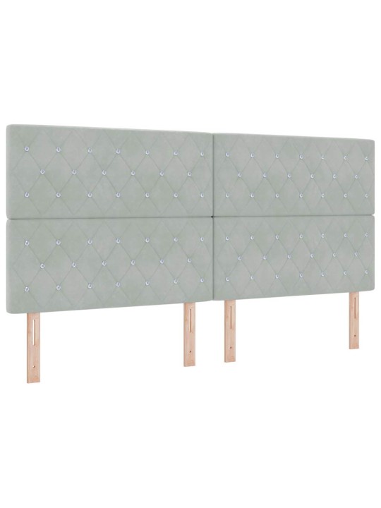 Led box spring gulta ar matraci gaiši pelēka 200 x 200 cm samts